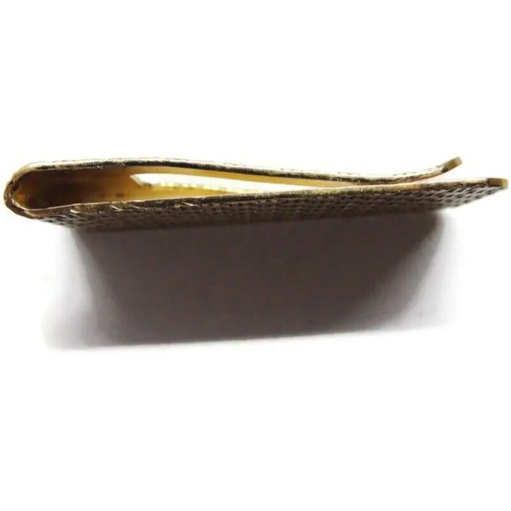Gold Tone Weave Pattern Money Clip Stainless Steel Wallet Credit Card Cash ID